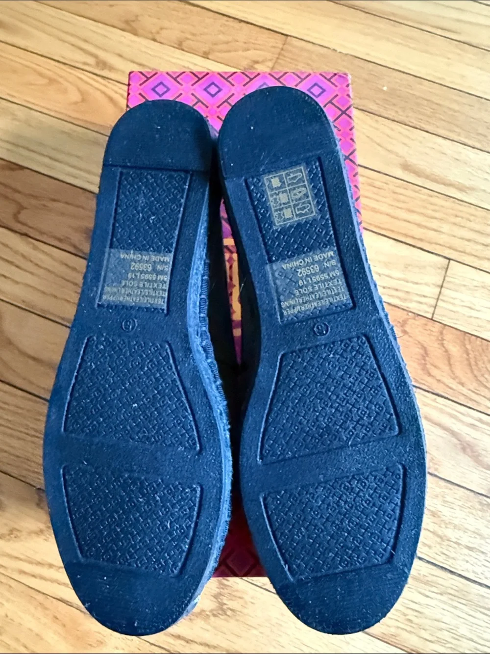 Tory Burch Navy Canvas Espadrille Slip-Ons with Logo - Picture 4 of 4